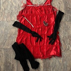 Red Flapper Costume With Accessories